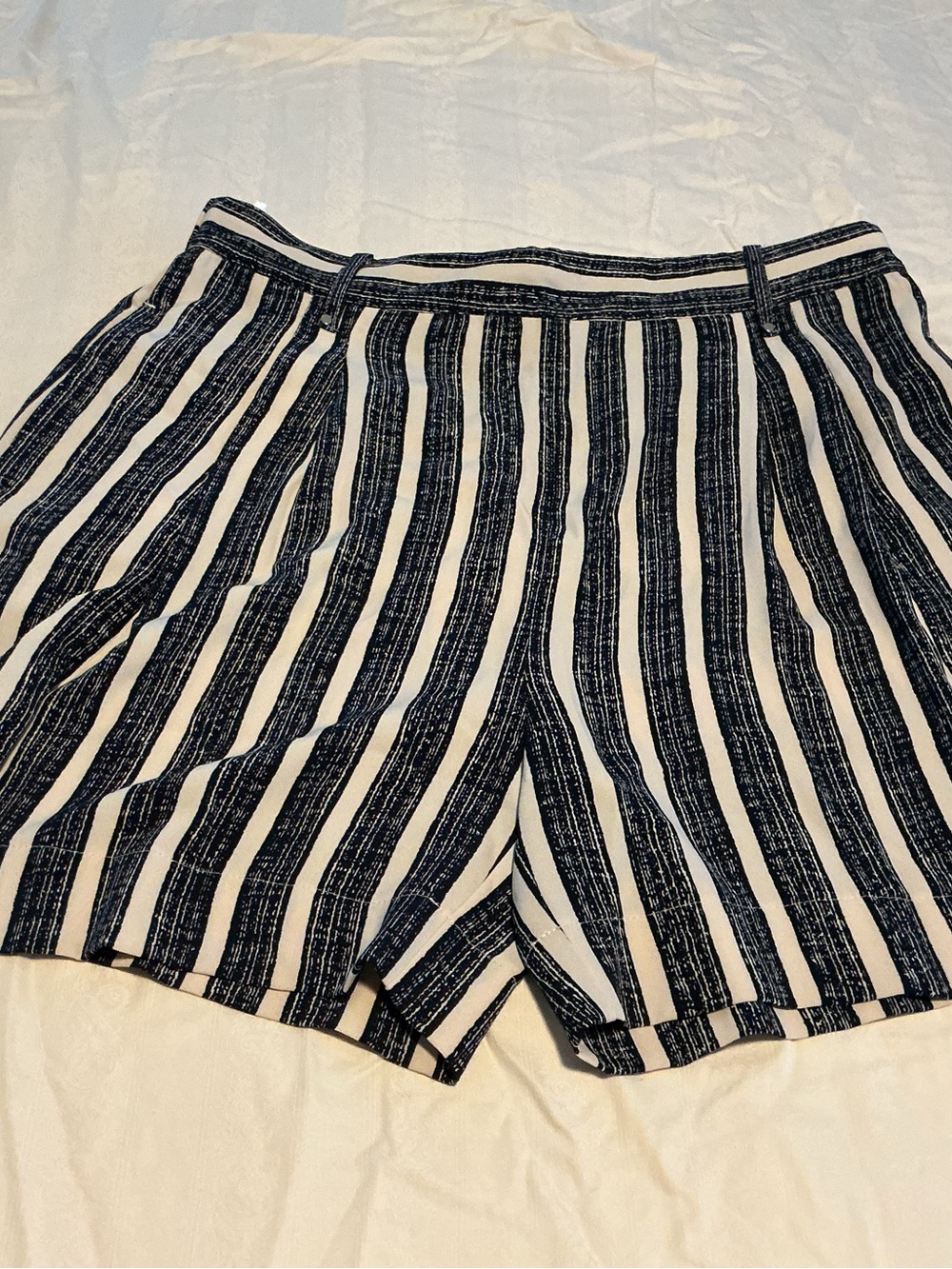 Lysse Navy and White Vertical Stripe Pull-On Shorts